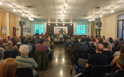 Guillem Fuster, en un moment de l'acte polític a Sabadell | Pere Gallifa